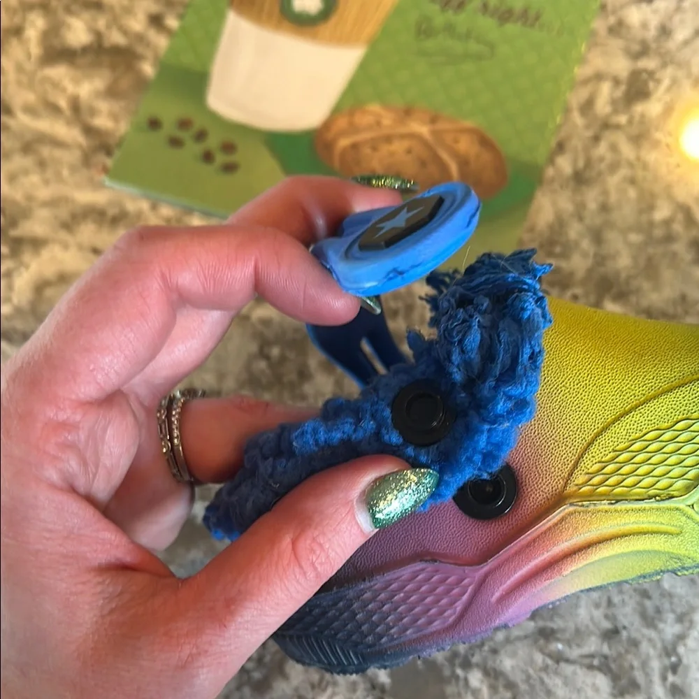 Kids Blue and yellow Shoes like crocs but not.